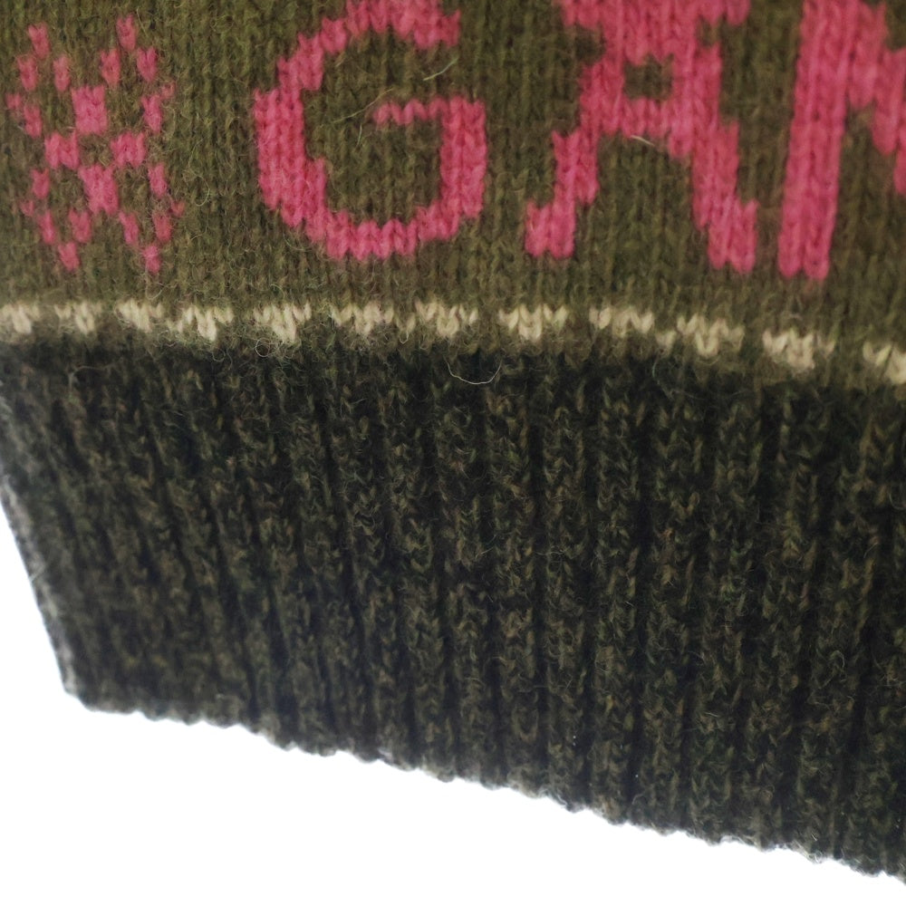 GANNI(ガニー) Logo Wool Mix Vest ロゴプリントウール混Vネックニットベスト マルチ レディース