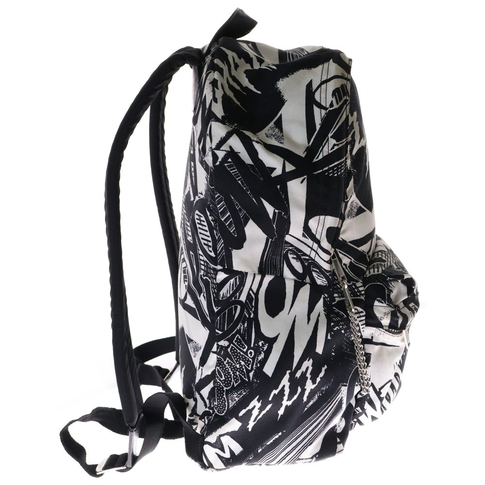 CELINE(セリーヌ) ×Christian Marclay 2020 Zzhaa Zow 188382BKG.38AW クリスチャン マークレー バックパック ナイロン総柄リュックサック ブラック/ホワイト