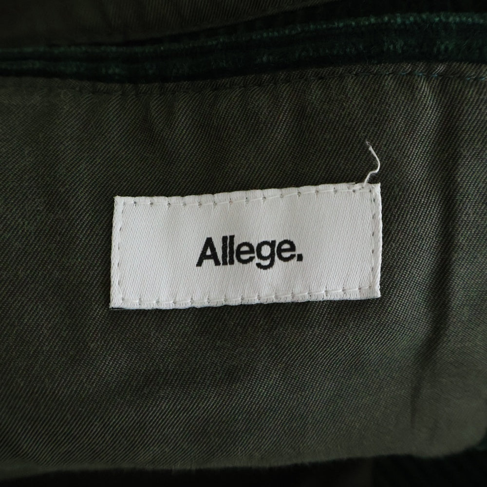 Allege.(アレッジ) Corduroy Short Blouson AH19W-BL08 コーデュロイ ジップアップ ブルゾンジャケット グリーン