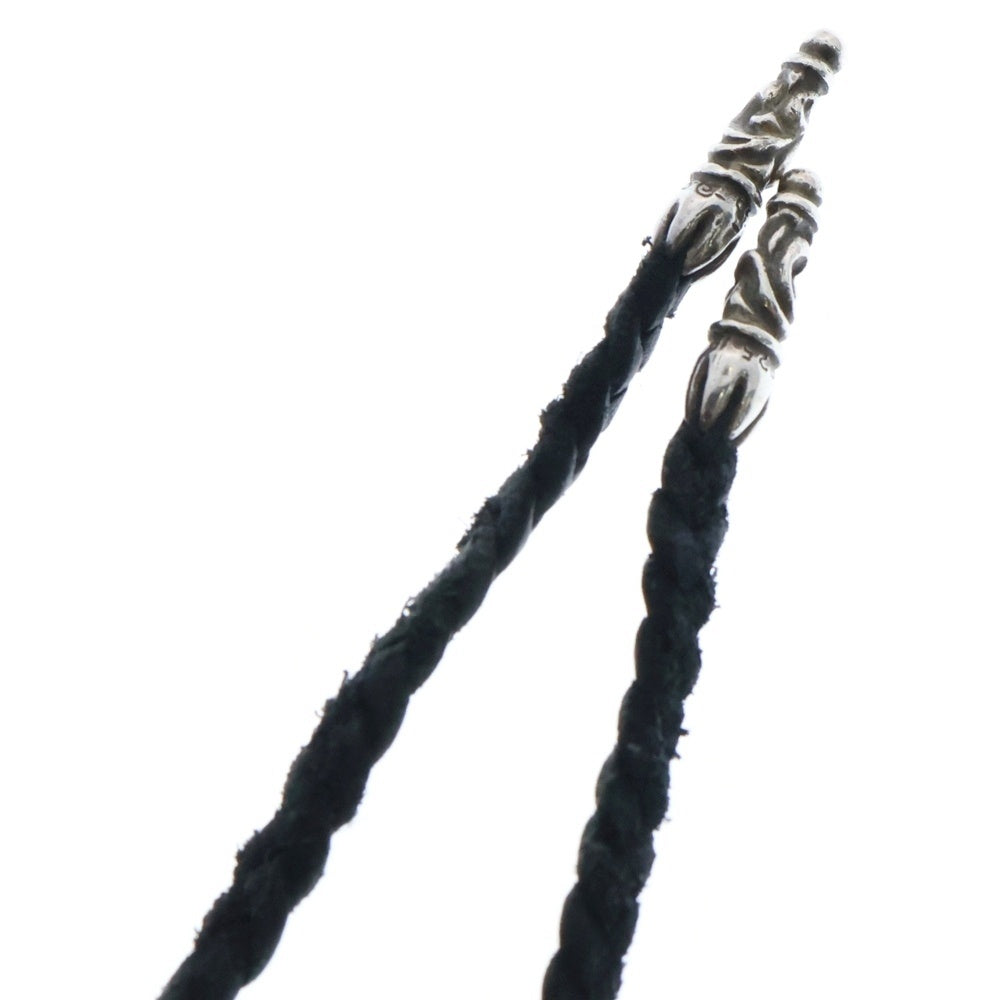 CHROME HEARTS(クロムハーツ) LRG LEATHER BRAID ラージ スクロールレザーブレード ネックレス ブラック/シルバー