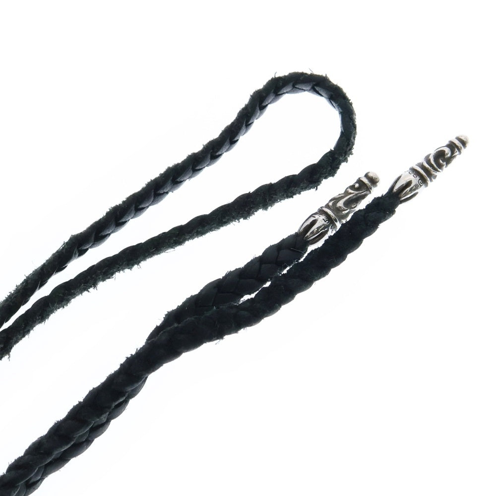 CHROME HEARTS(クロムハーツ) LRG LEATHER BRAID ラージ スクロールレザーブレード ネックレス ブラック/シルバー
