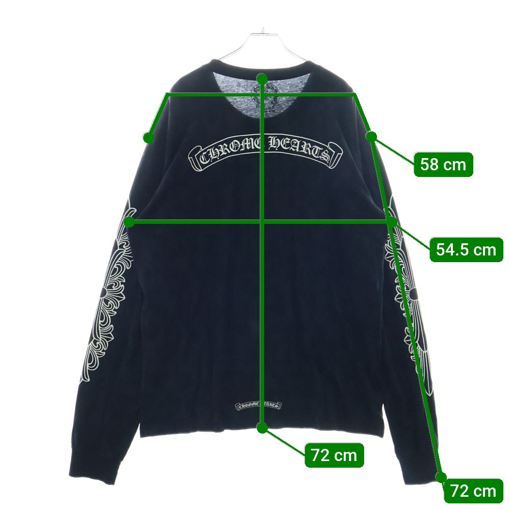CHROME HEARTS(クロムハーツ) Graveyard Cemetery Cross L/S Tee グレイブヤードセメタリークロス長袖Tシャツ ブラック