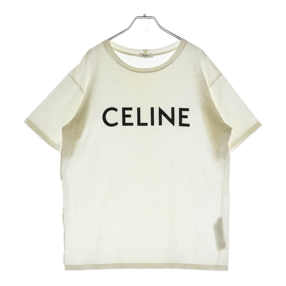 CELINE(セリーヌ) ルーズフィットロゴプリントクルーネック半袖Tシャツ カットソー 2X764671Q ホワイト