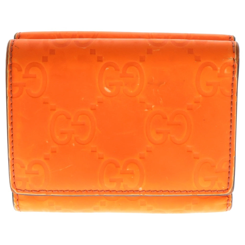 GUCCI(グッチ) GGスプリーム ラバーウォレット 三つ折り財布 オレンジ 771318