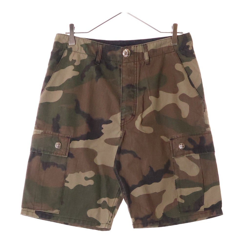 CHROME HEARTS(クロムハーツ) パッチ付き ボタンフライ カモ柄 ショートカーゴパンツ カーキ