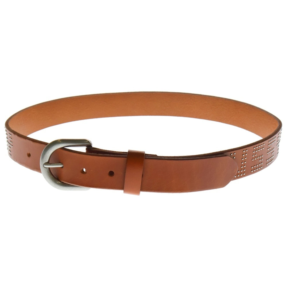 STUSSY(ステューシー) STUD LETTER BELT フラットスタッズ レザーベルト ブラウン