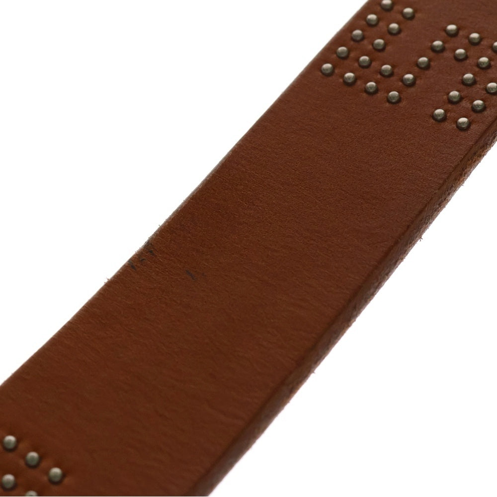 STUSSY(ステューシー) STUD LETTER BELT フラットスタッズ レザーベルト ブラウン