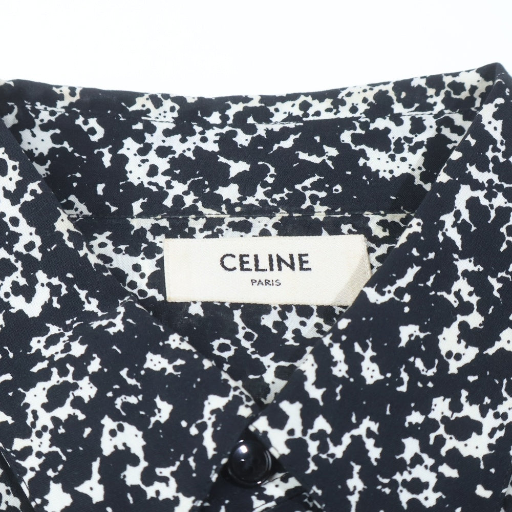 CELINE(セリーヌ) 19AW スプラッター マーブルプリントクラシック総柄長袖シャツ 2C028371F ブラック