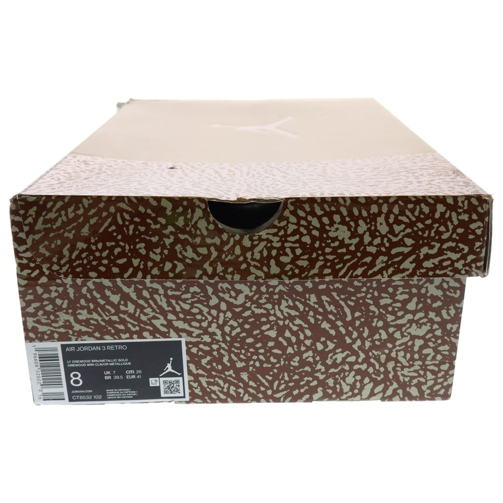NIKE(ナイキ) AIR JORDAN 3 RETRO OREWOOD BROWN エアジョーダン オールウッドブラウン ハイカットスニーカー ベージュ US8/26cm CT8532-102