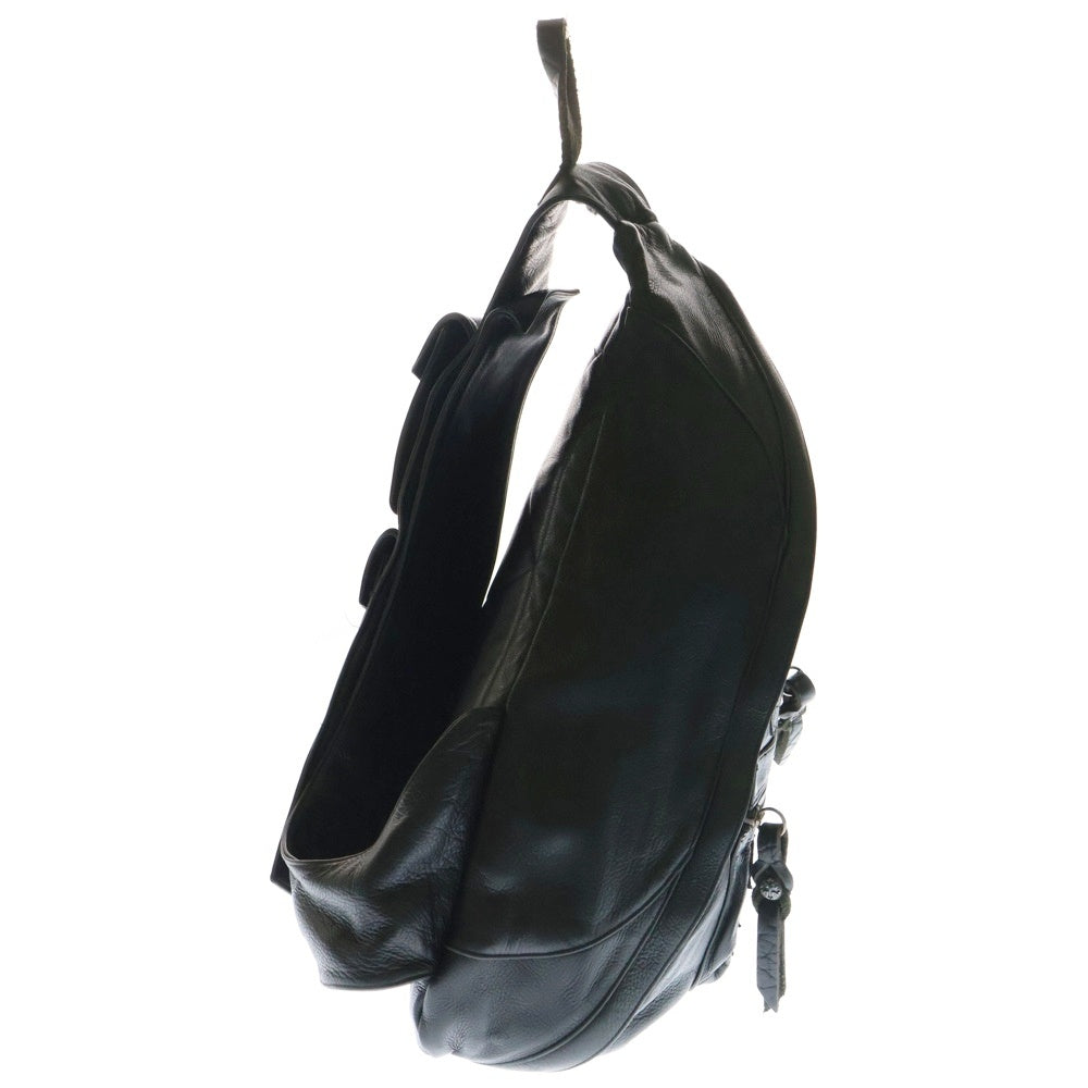 Soffer Ari(ソファアリ) BACK PACK BAG 2ZIP パッチ付き レザーバックパック ブラック