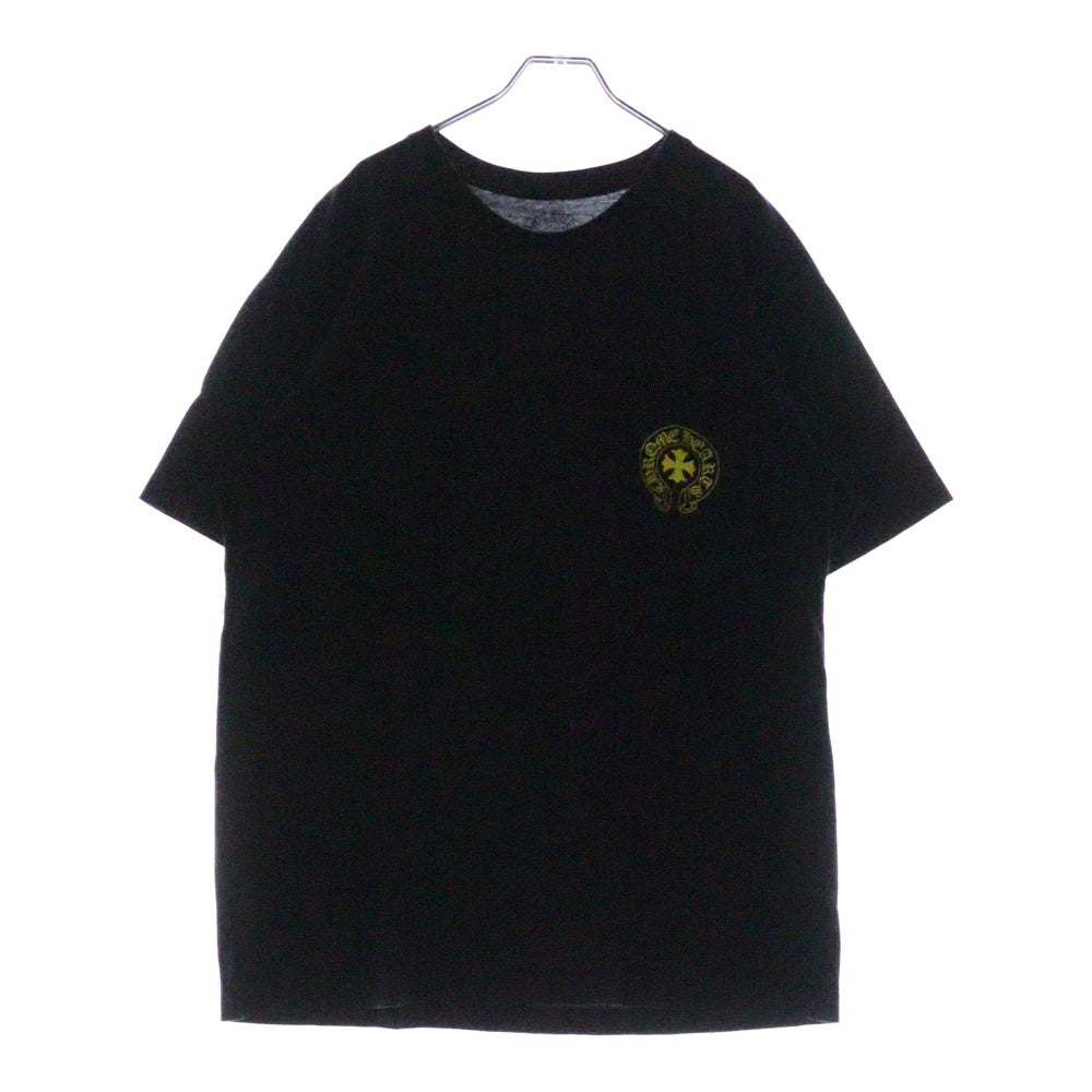 CHROME HEARTS(クロムハーツ) CH T-SHRT フロントホースシュー 英字バックプリント 半袖Tシャツ カットソー ブラック /イエロー