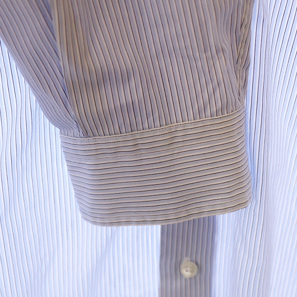 Porter Classic(ポータークラシック) ROLL UP STRIPE SHIRT ロールアップ ストライプ長袖シャツ ライトブルー