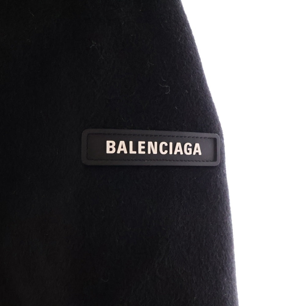 BALENCIAGA(バレンシアガ) Skater Tailored 768973 TPU03 ブラッシュ加工ウール テーラード ロングコート ブラック