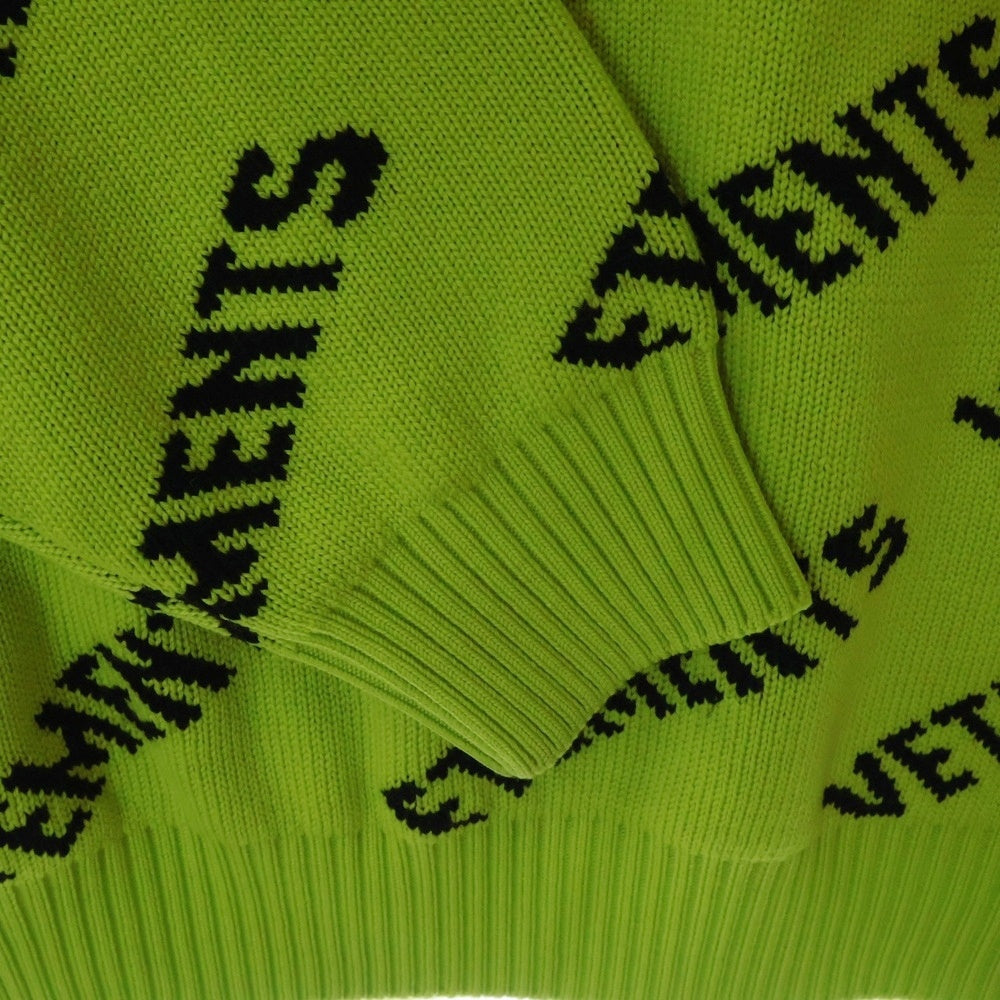 VETEMENTS(ヴェトモン) 23AW neon Sweater with logo ロゴ総柄ニット セーターイエロー UA52KN600Y