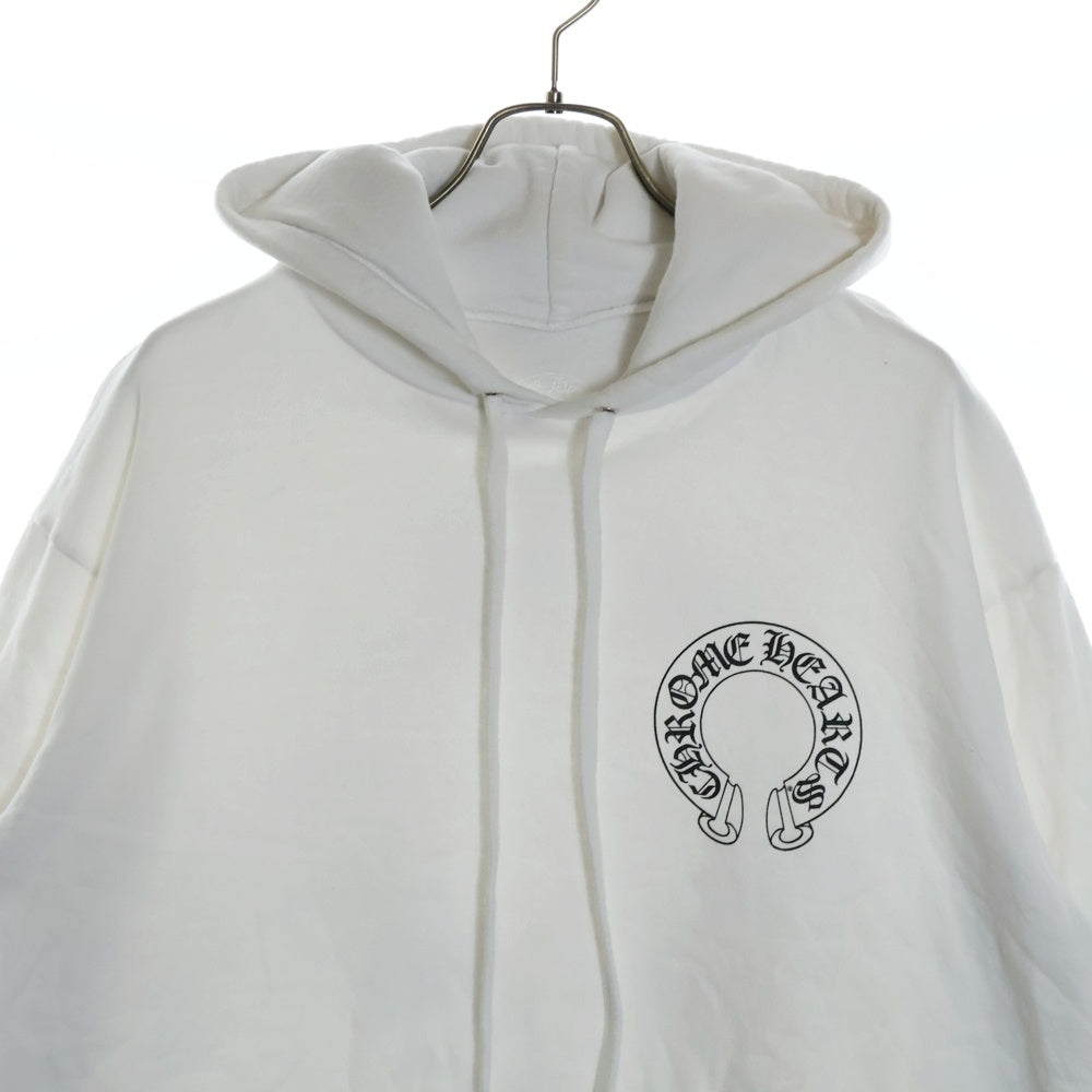 CHROME HEARTS(クロムハーツ) HORSESHOE PULLOVER HOODIE ホースシュー アームフローラル プリント スウェット プルオーバーパーカー ホワイト