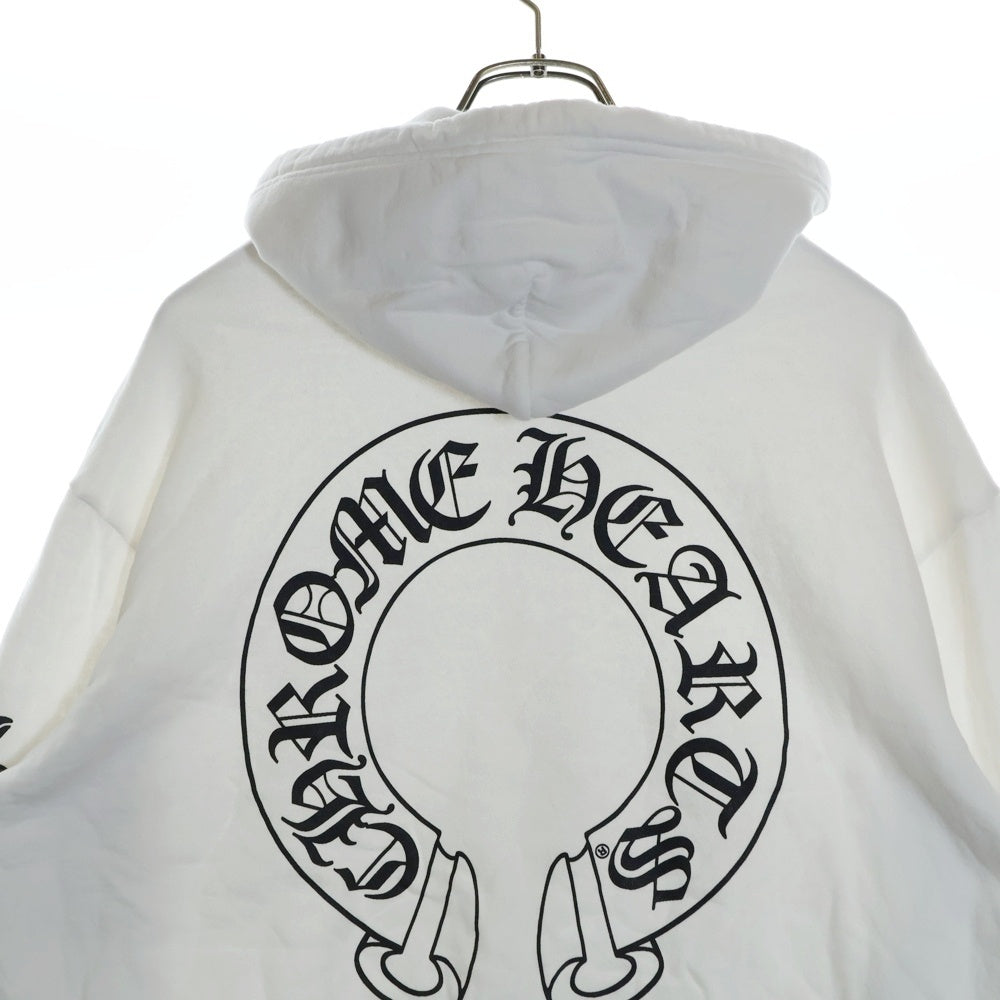 CHROME HEARTS(クロムハーツ) HORSESHOE PULLOVER HOODIE ホースシュー アームフローラル プリント スウェット プルオーバーパーカー ホワイト