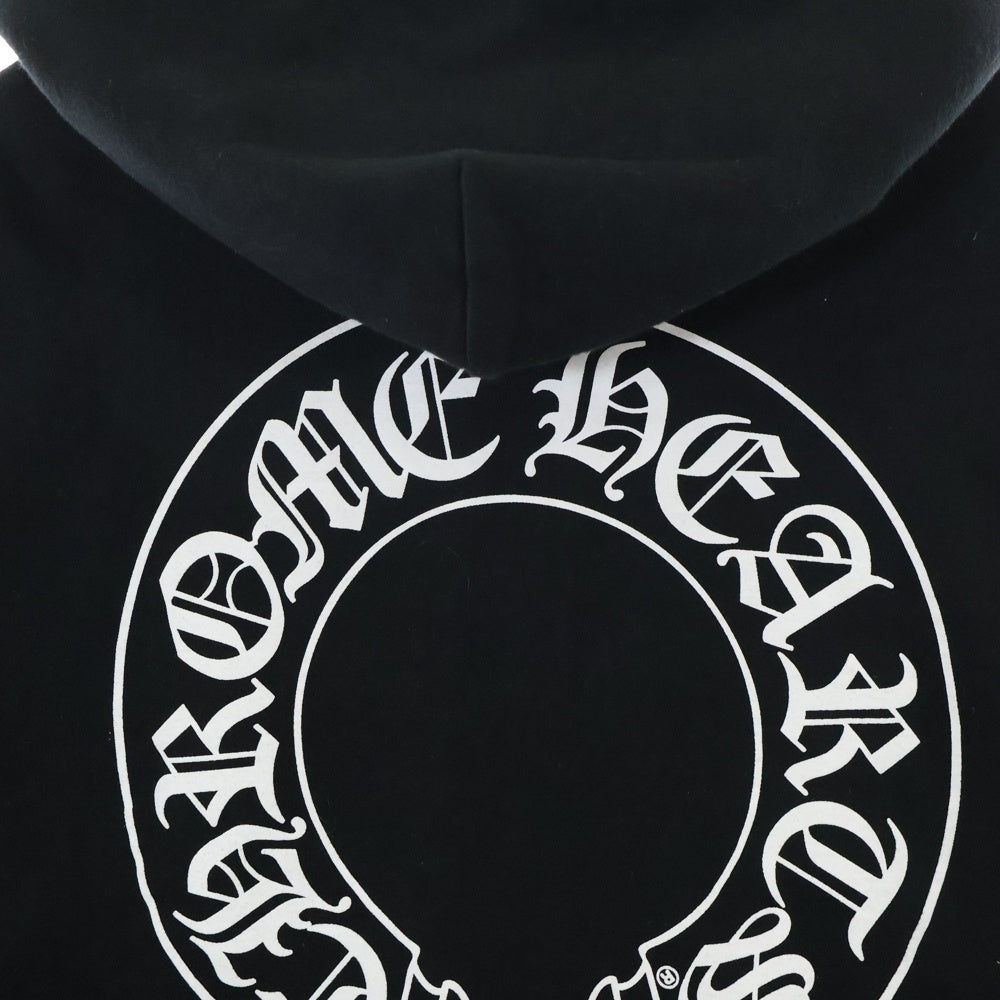 CHROME HEARTS(クロムハーツ) HORSESHOE ZIP UP HOODIE ホースシュー アームフローラル プリント ジップアップ スウェットパーカー ブラック