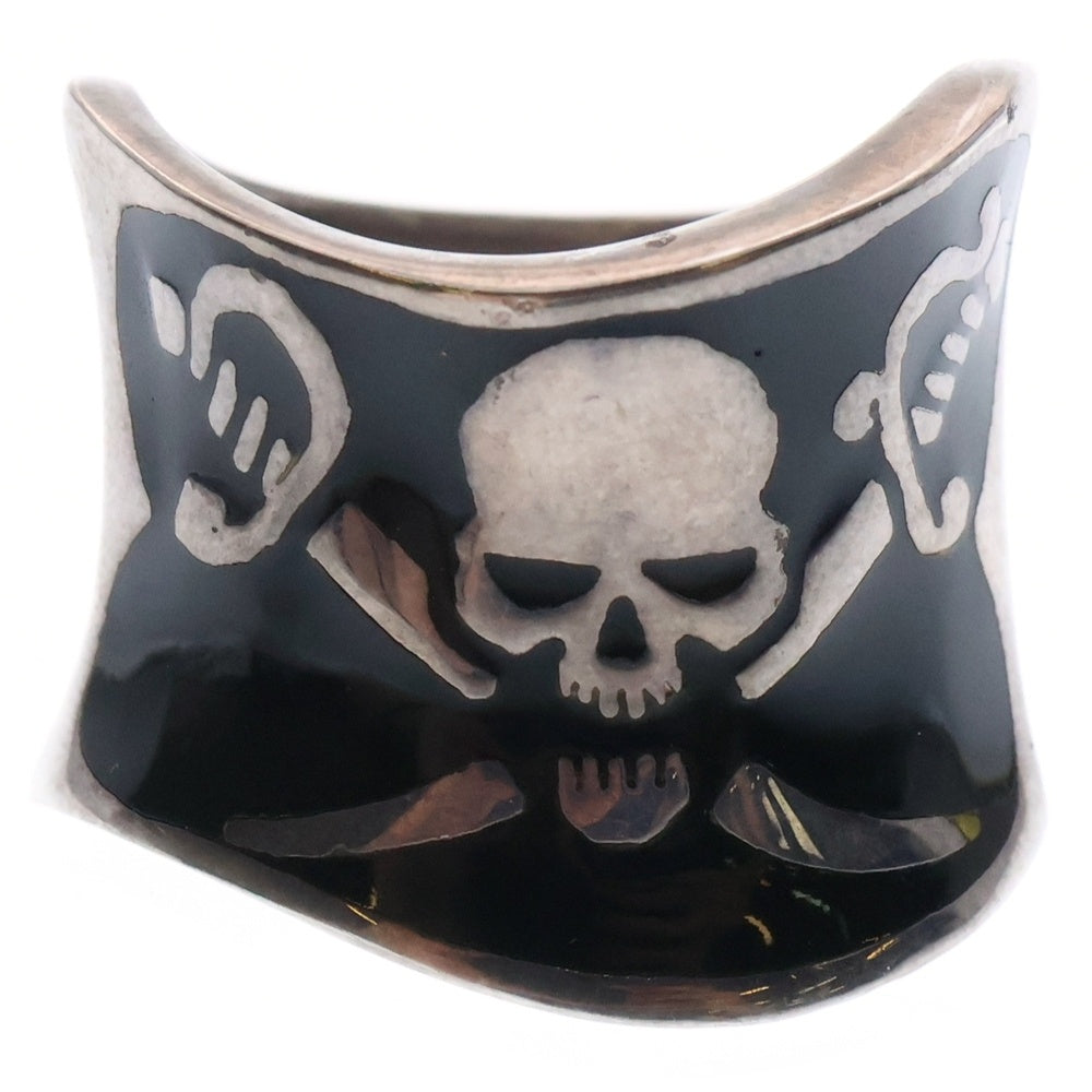 CRAZY PIG(クレイジーピッグ) PIRATE FLAG RING パイレーツフラッグ スカル シルバーリング シルバー/ブラック