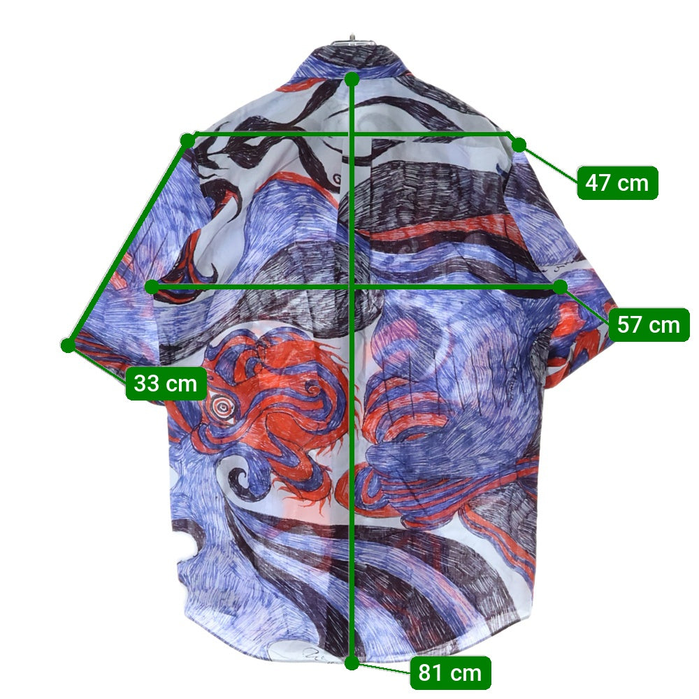 LEMAIRE(ルメール) ANGKASAPURA SHORT SLEEVE SHIRT SH1033 LF1086 グラフィックプリント 半袖シャツ ブルー