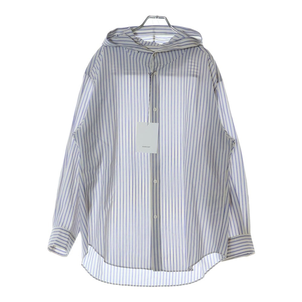 OVERCOAT(オーバーコート) 24SS DROPPED SHOULDER TOP WITH HOOD S24T011-NKSTB ドロップショルダー ストライプ フーデッド長袖シャツ ブルー/ホワイト