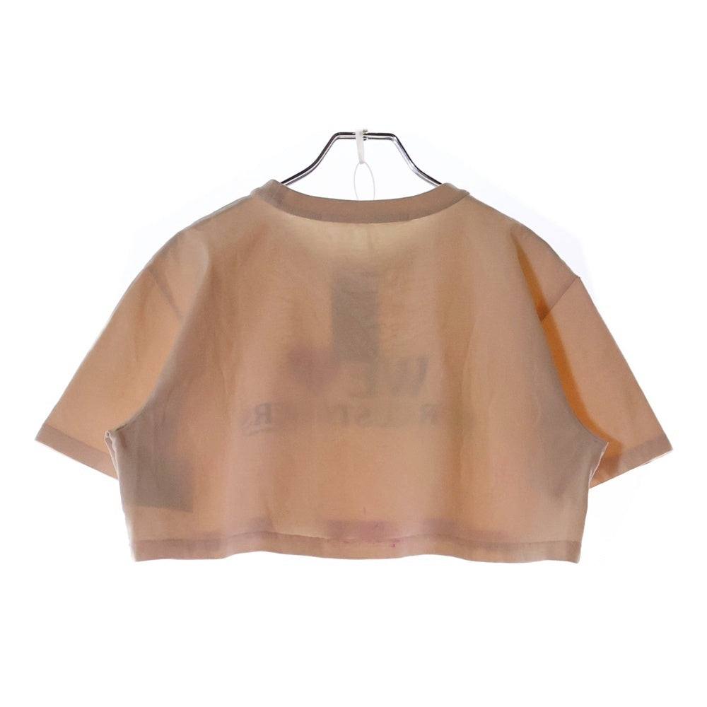 ALEXANDER WANG(アレキサンダーワン) We Love Our Customers Cropped T-Shirt 1CC2241886 ロゴプリント クロップド 半袖Tシャツ レディース ベージュ