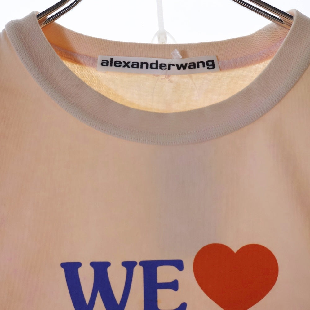 ALEXANDER WANG(アレキサンダーワン) We Love Our Customers Cropped T-Shirt 1CC2241886 ロゴプリント クロップド 半袖Tシャツ レディース ベージュ