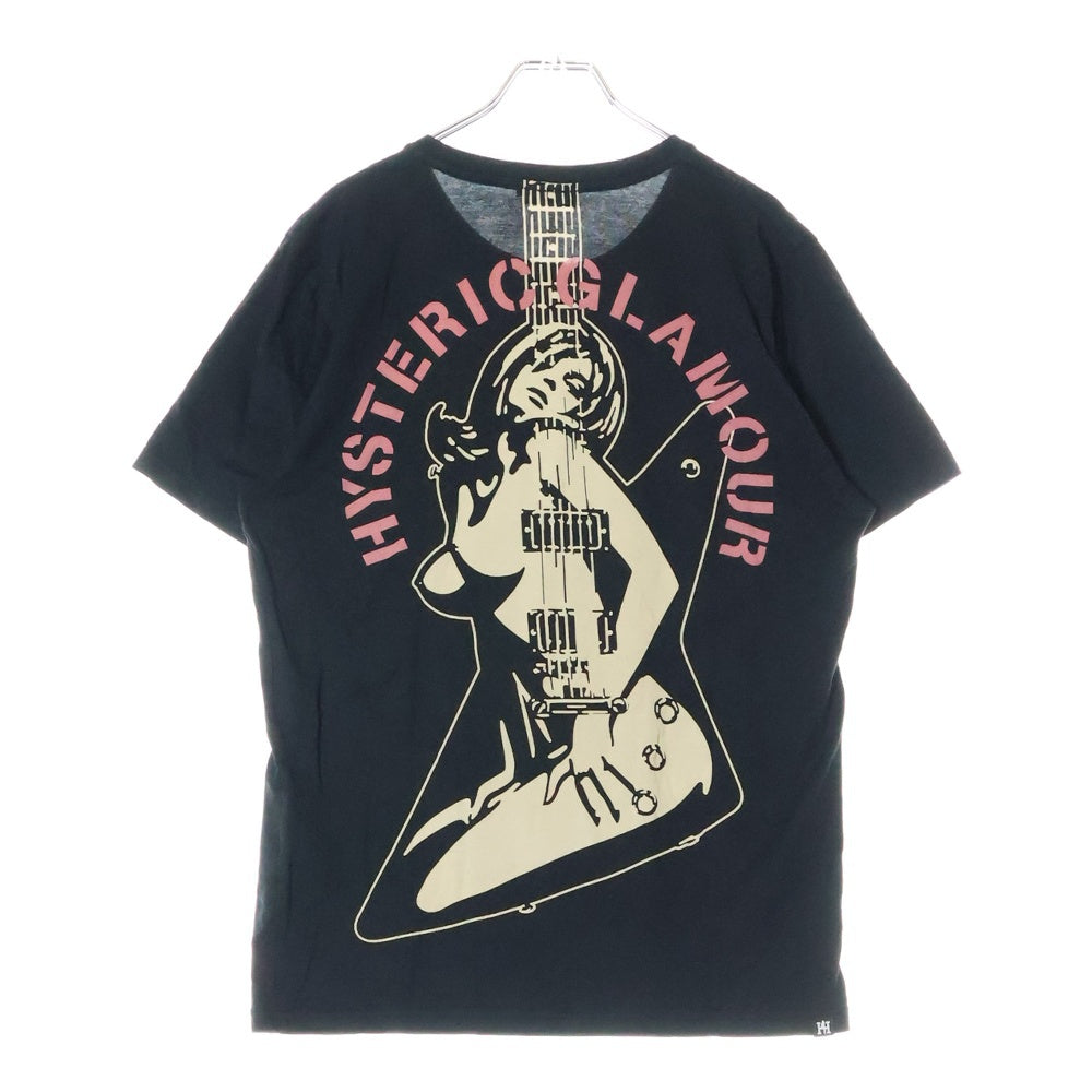 HYSTERIC GLAMOUR(ヒステリックグラマー) ギターガールプリント クルーネック半袖Tシャツ 0262CT16 ブラック
