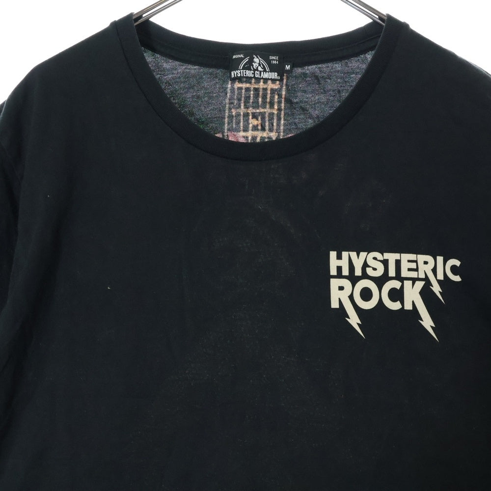 HYSTERIC GLAMOUR(ヒステリックグラマー) ギターガールプリント クルーネック半袖Tシャツ 0262CT16 ブラック