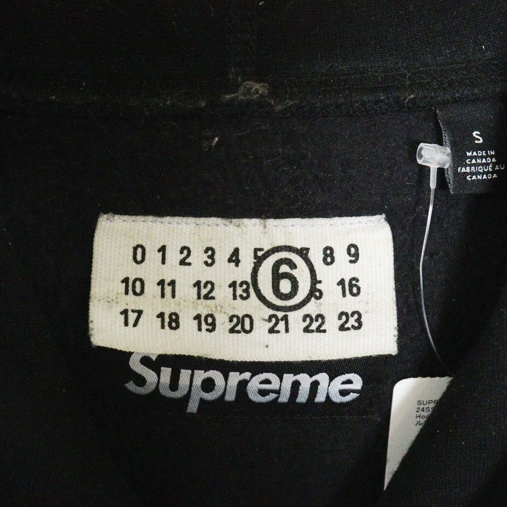 SUPREME(シュプリーム) 24SS ×MM6 Maison Margiela Foil Box Logo Hooded Sweatshirt エムエムシックスメゾンマルジェラ ボックスロゴ スウェット プルオーバーパーカー ブラック