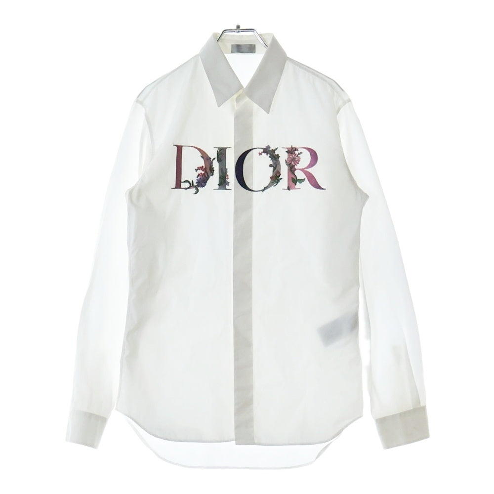 DIOR(ディオール) 21SS フラワー ロゴエンブロイダリー比翼長袖コットンシャツ ホワイト 113C535A1581
