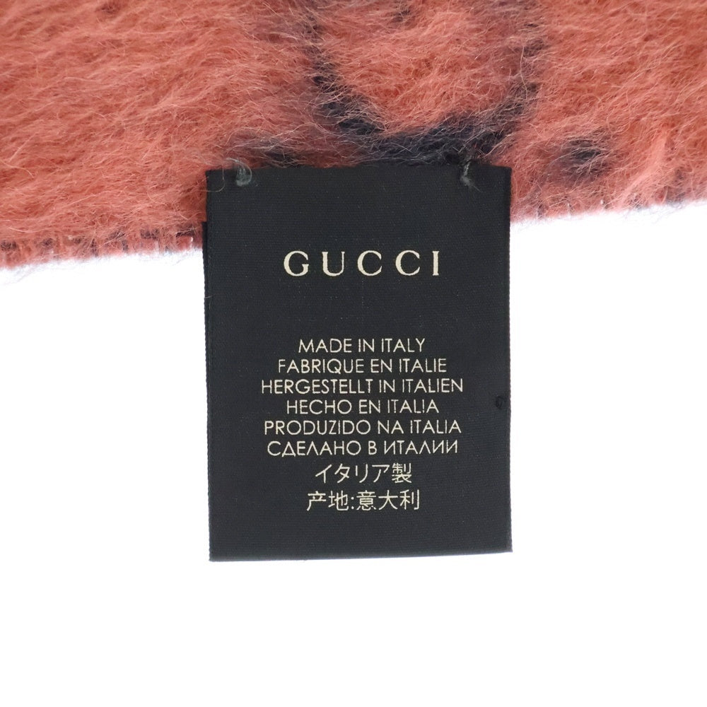 GUCCI(グッチ) GG総柄 アルパカ×ウールマフラー ピンク/グレー