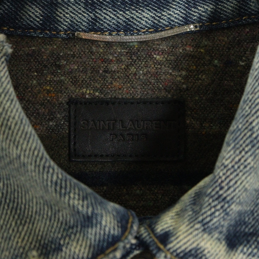 SAINT LAURENT PARIS(サンローランパリ) 21AW デストロイ ダメージ加工 ビンテージ加工 デニムジャケット インディゴ 664366 YE957