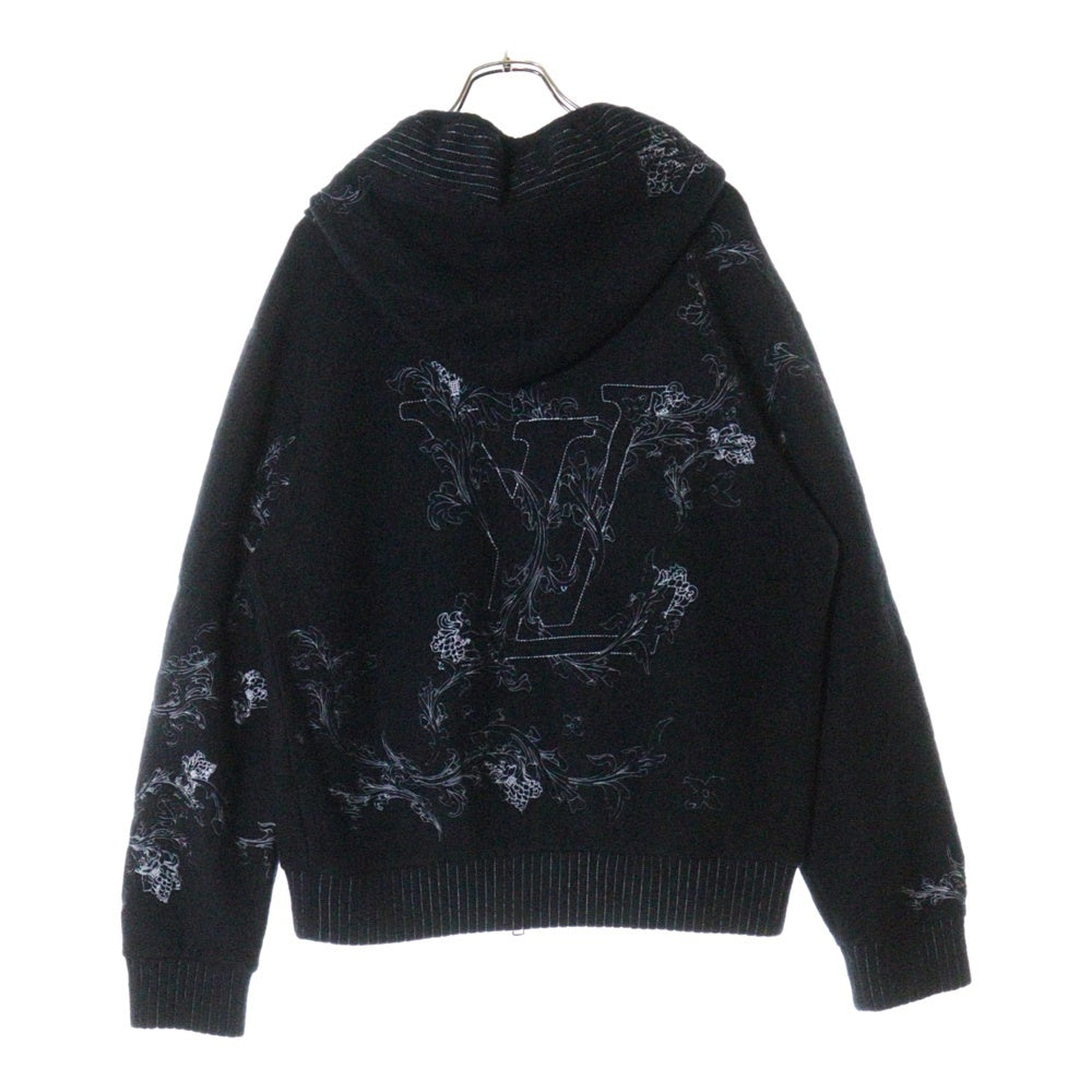 LOUIS VUITTON(ルイヴィトン) 20AW フラワー刺繍ジップアップパーカー フーディー ネイビー RM202 XJB HJY83W