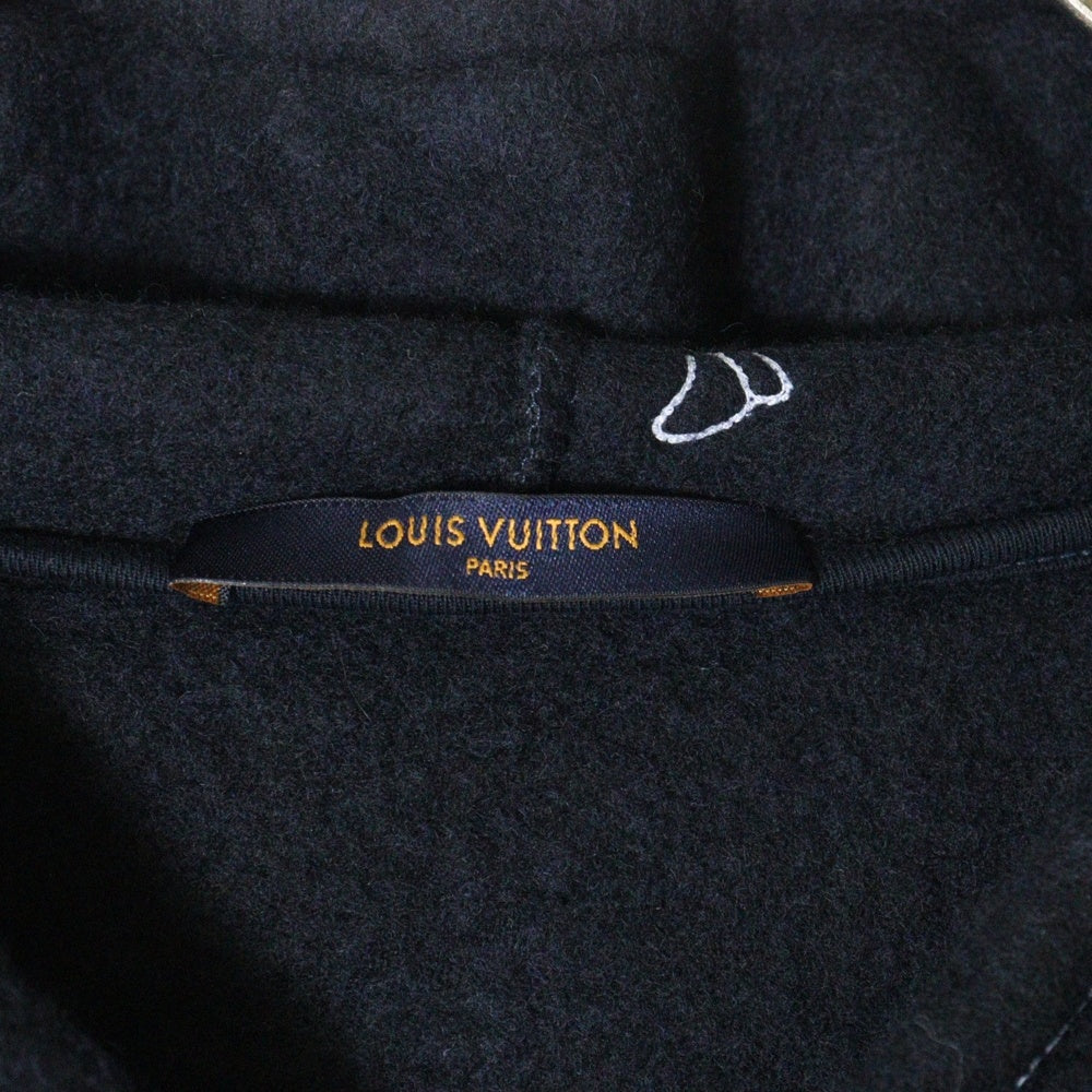 LOUIS VUITTON(ルイヴィトン) 20AW フラワー刺繍ジップアップパーカー フーディー ネイビー RM202 XJB HJY83W
