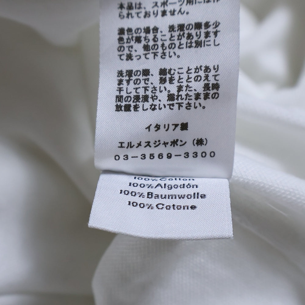 HERMES(エルメス) H刺繍 ポケット Tシャツ コットン ホワイト 32-5705
