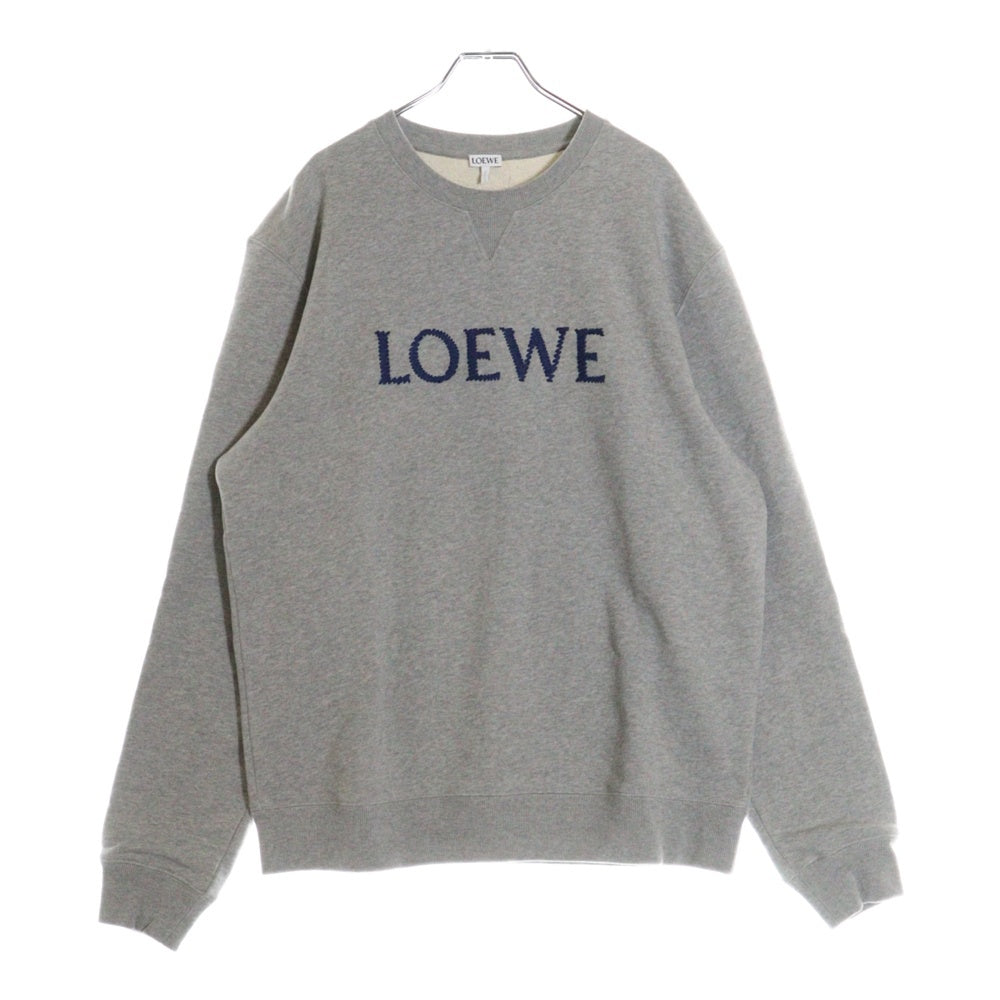 LOEWE(ロエベ) ロゴ刺繍 クルーネック長袖スウェットトレーナー H526Y24J26 グレー