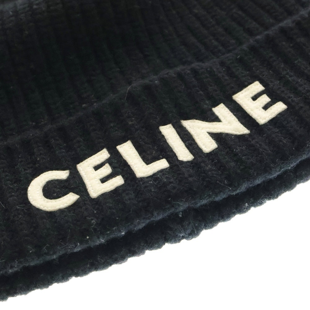 CELINE(セリーヌ) エンブロイダリーロゴニット帽子 ニットキャップ 2A25R535Q ブラック