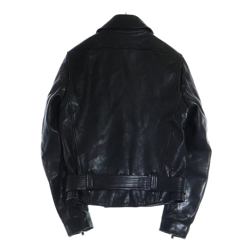 HELMUT LANG(ヘルムートラング) ラムレザー ダブルライダースジップアップジャケット ブラック