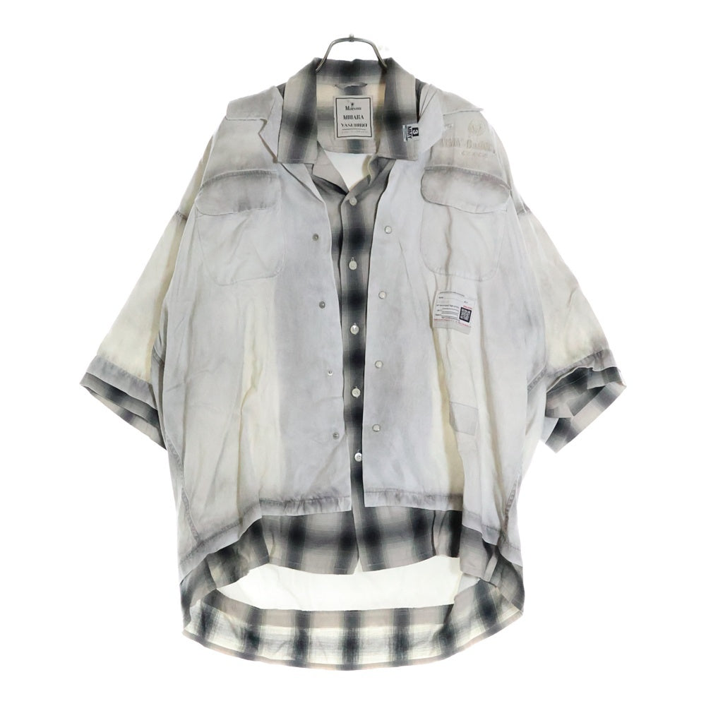 MIHARA YASUHIRO(ミハラヤスヒロ) 24SS Double Layered Half-sleeve Shirt ダブルレイヤード 半袖シャツ グレー A12SH071