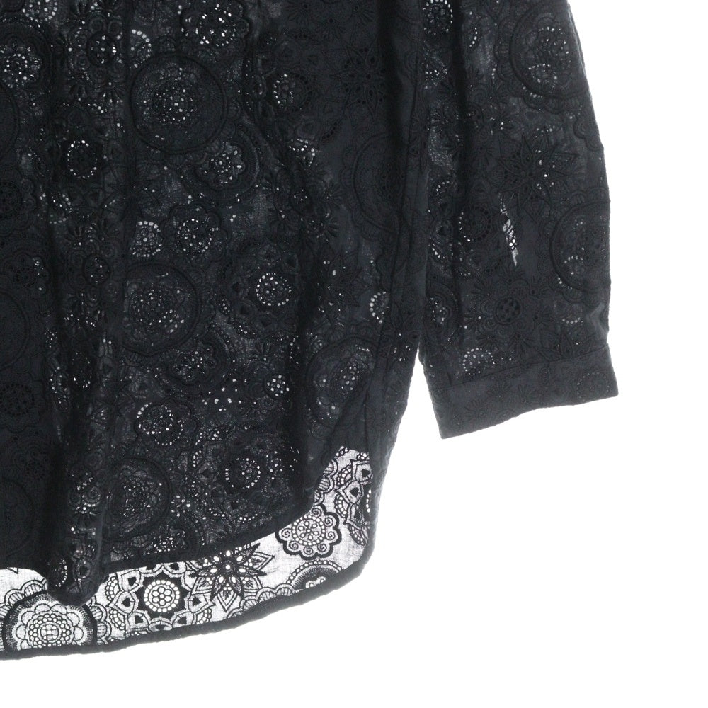 SAINT LAURENT PARIS(サンローランパリ) 刺繍レース ボタンアップ長袖シャツ 548963 Y031U ブラック