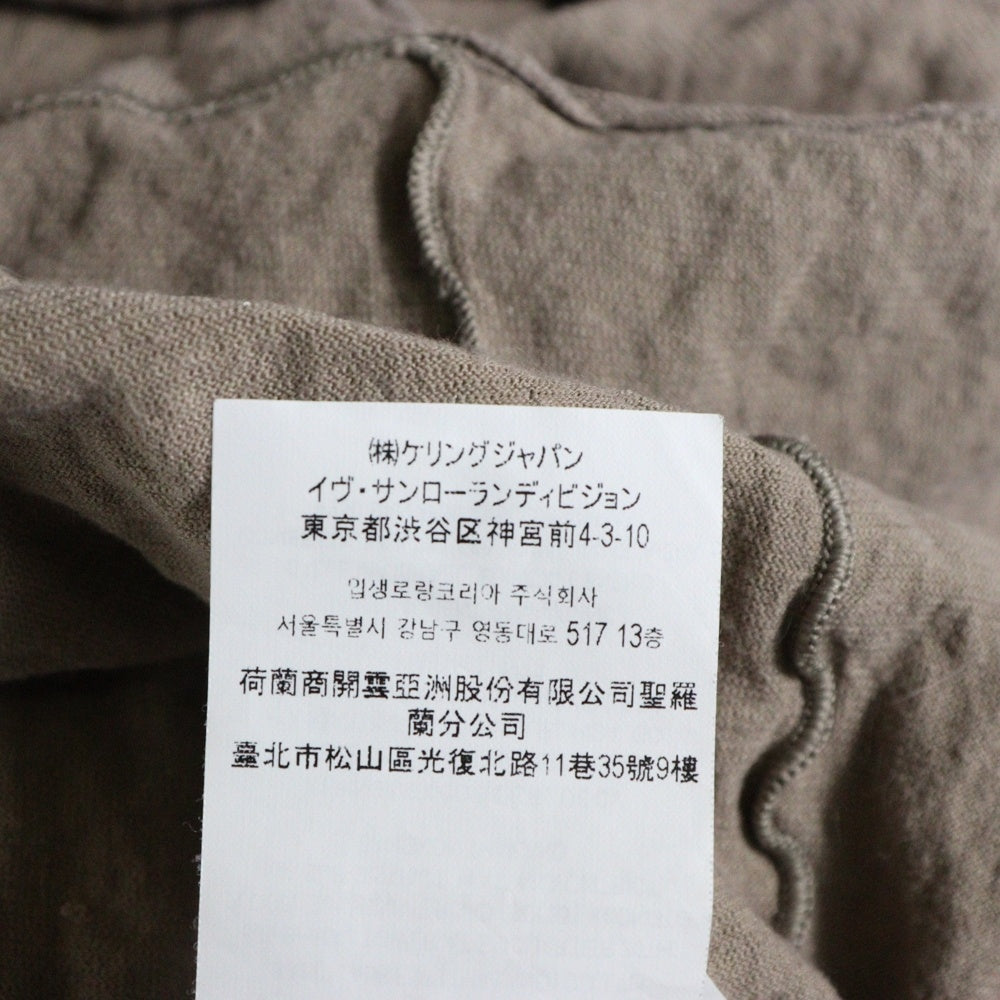 SAINT LAURENT PARIS(サンローランパリ) シワ加工 フロントプリント クルーネック半袖Tシャツ 737736 Y37HZ ブラウン