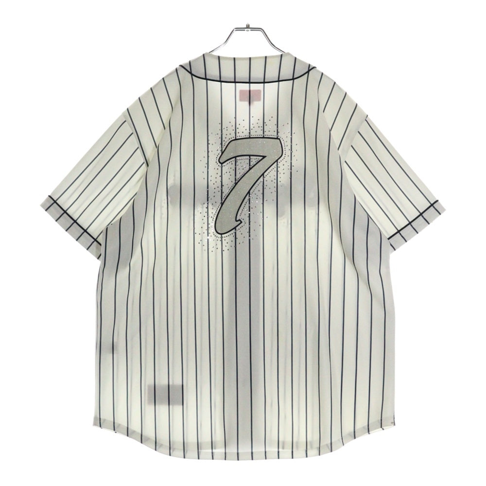 SUPREME(シュプリーム) 20SS Rhinestone Baseball Jersey ラインストーンロゴベースボール半袖シャツ ホワイト
