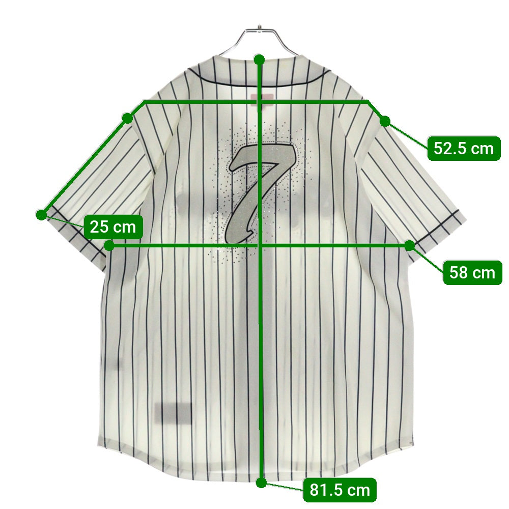 SUPREME(シュプリーム) 20SS Rhinestone Baseball Jersey ラインストーンロゴベースボール半袖シャツ ホワイト