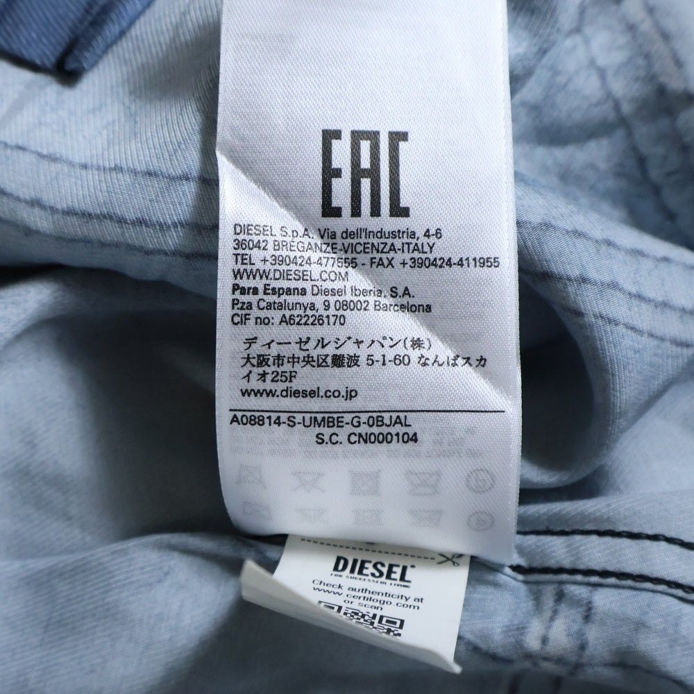 DIESEL(ディーゼル) S-UMBE-G A08814 総柄デザイン プリント ボタンアップ長袖シャツ ブラック/ブルー