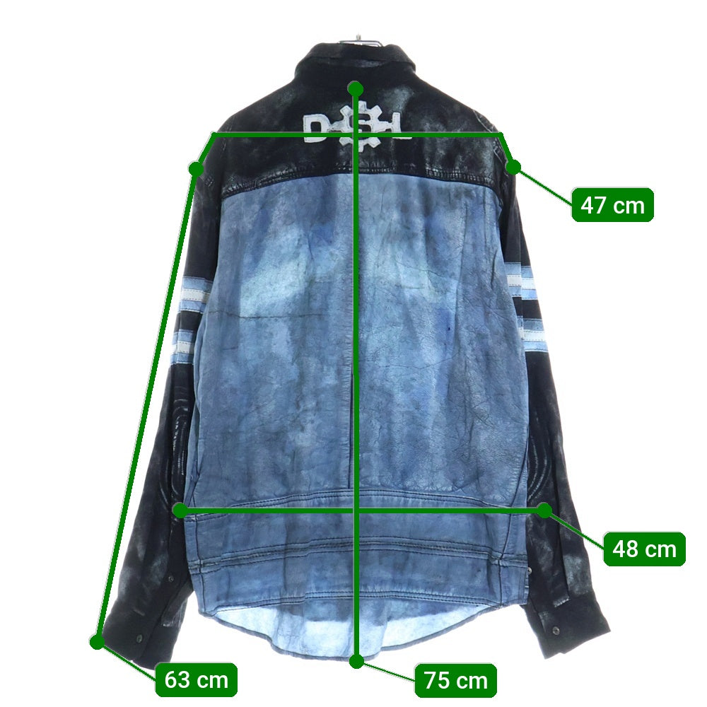 DIESEL(ディーゼル) S-UMBE-G A08814 総柄デザイン プリント ボタンアップ長袖シャツ ブラック/ブルー