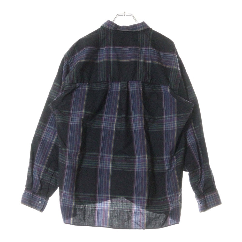 AURALEE(オーラリー) 19AW SUPER LIGHT WOOL CHECK SHIRTS A9AS01LC スーパーライトウールチェック 長袖シャツ ブラック/パープル
