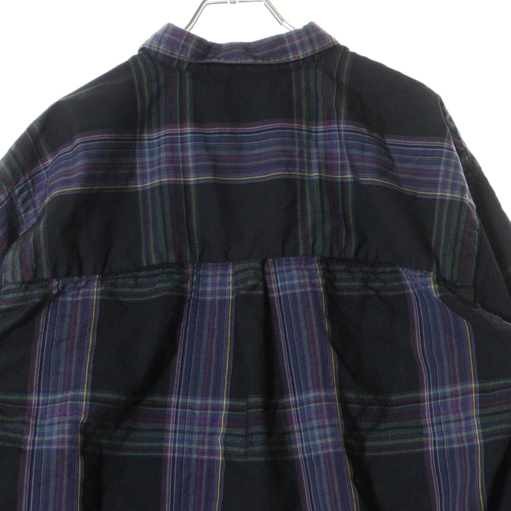 AURALEE(オーラリー) 19AW SUPER LIGHT WOOL CHECK SHIRTS A9AS01LC スーパーライトウールチェック 長袖シャツ ブラック/パープル