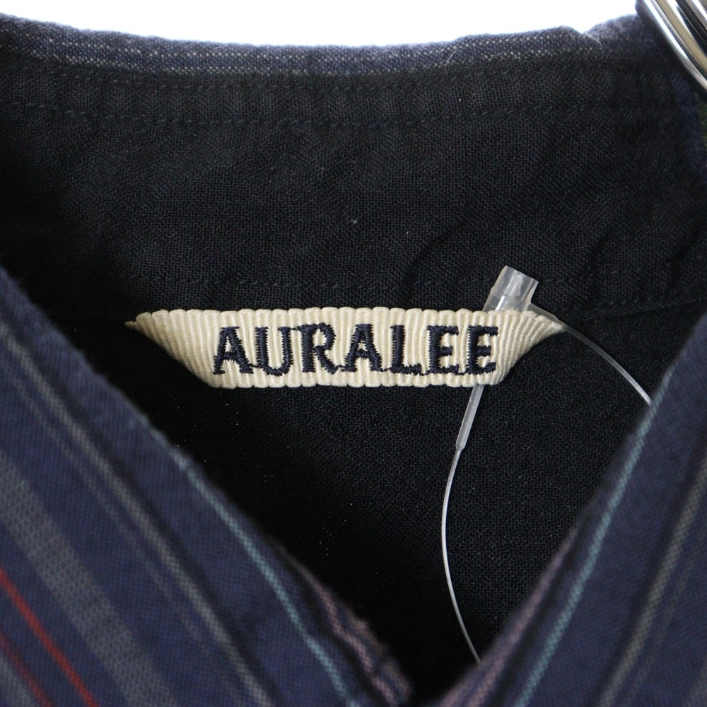 AURALEE(オーラリー) 19AW SUPER LIGHT WOOL CHECK SHIRTS A9AS01LC スーパーライトウールチェック 長袖シャツ ブラック/パープル