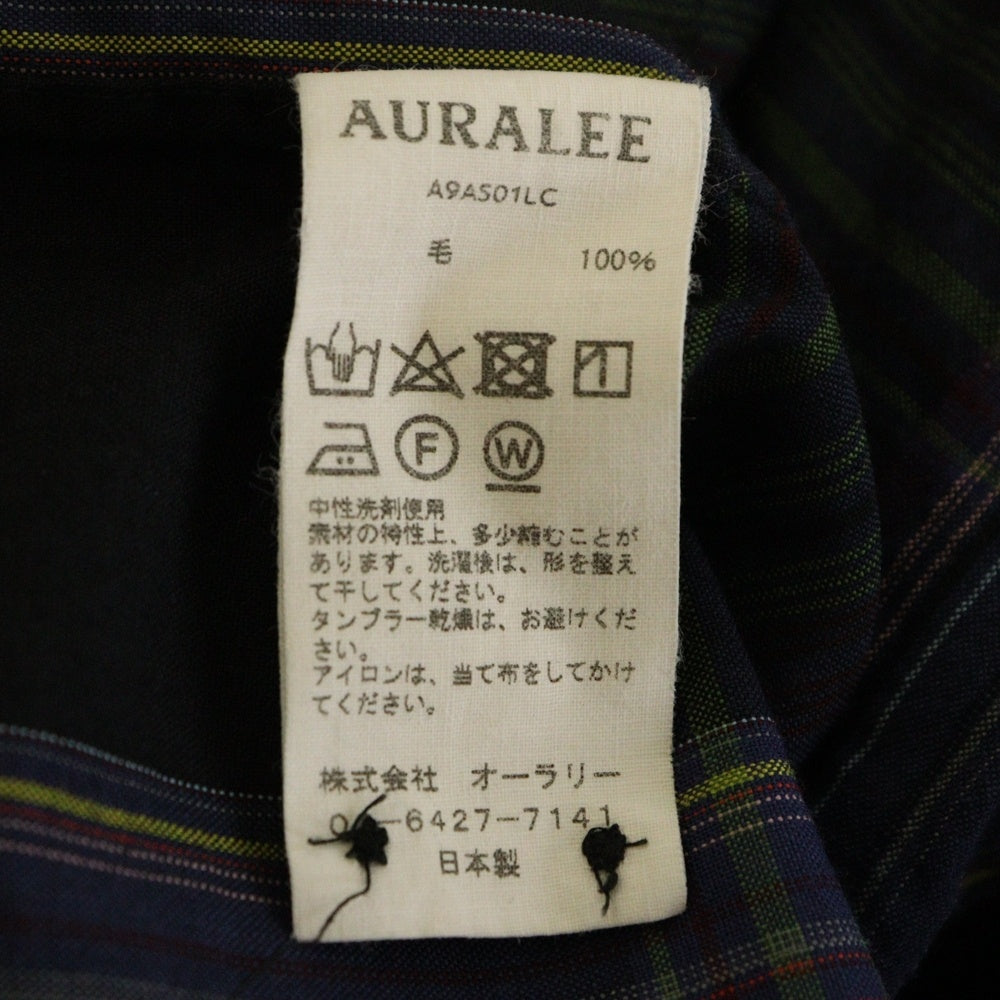 AURALEE(オーラリー) 19AW SUPER LIGHT WOOL CHECK SHIRTS A9AS01LC スーパーライトウールチェック 長袖シャツ ブラック/パープル