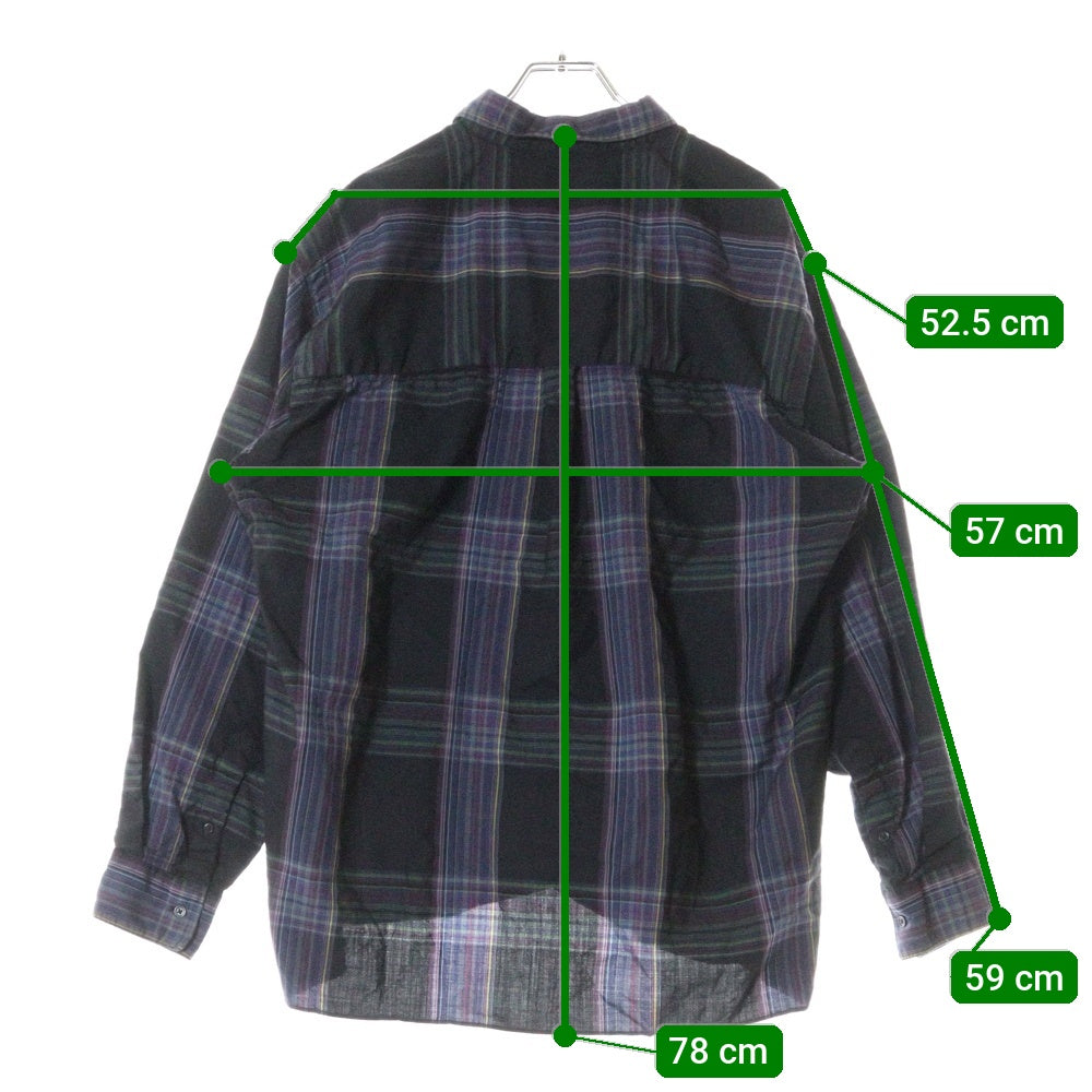 AURALEE(オーラリー) 19AW SUPER LIGHT WOOL CHECK SHIRTS A9AS01LC スーパーライトウールチェック 長袖シャツ ブラック/パープル